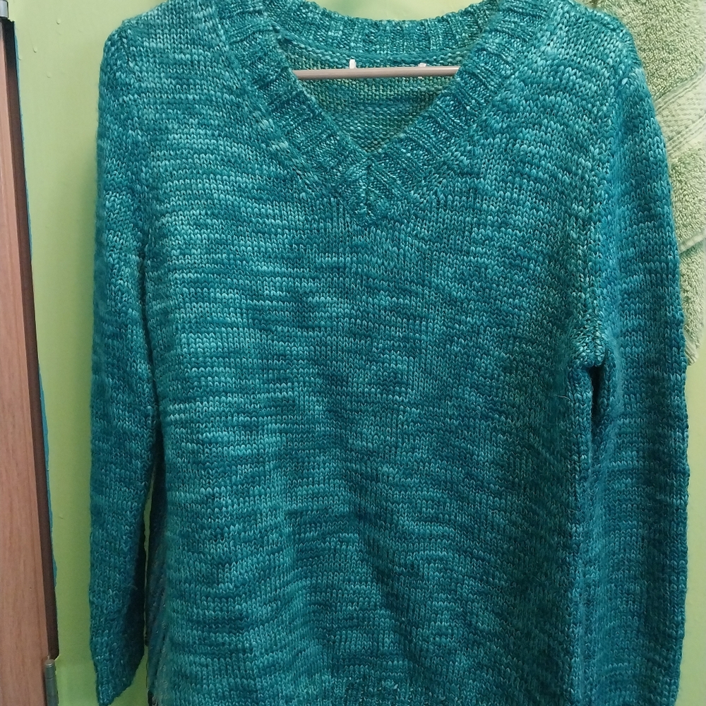 Comfy teal marl v-neck sweater